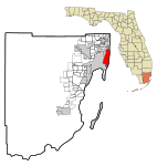 Miami-Dade County Florida Incorporated and Unincorporated areas Miami Beach Highlighted